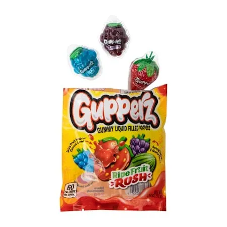 Gupperz Gummy Liquid Filled Popperz Fruit Rush 2.54 oz Bag