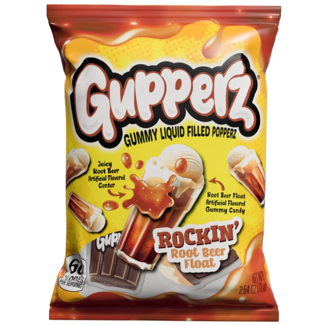Gupperz Gummy Liquid Filled Popperz Sour Root Beer 2.54 oz Bag