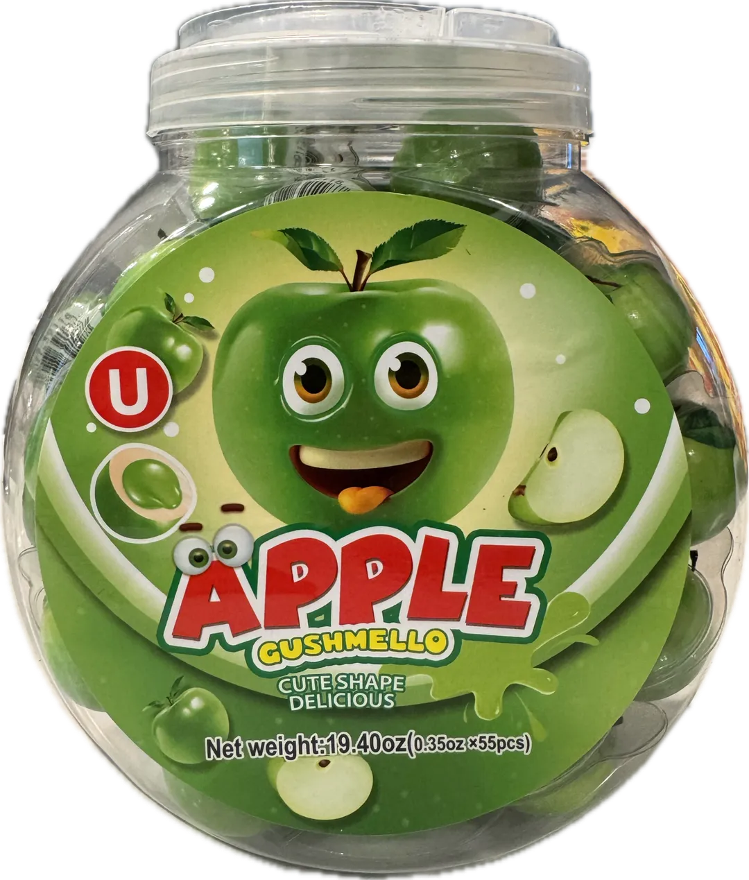 Gushmello Liquid Filled Gummy Apple Candy Jar 55 ct
