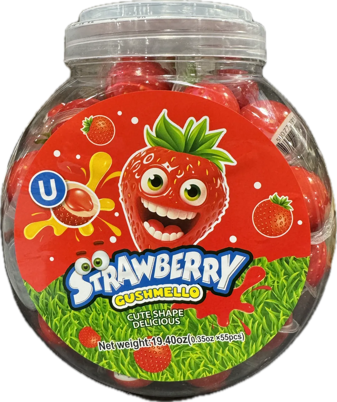 Gushmello Liquid Filled Gummy Strawberry Candy Jar 55 ct