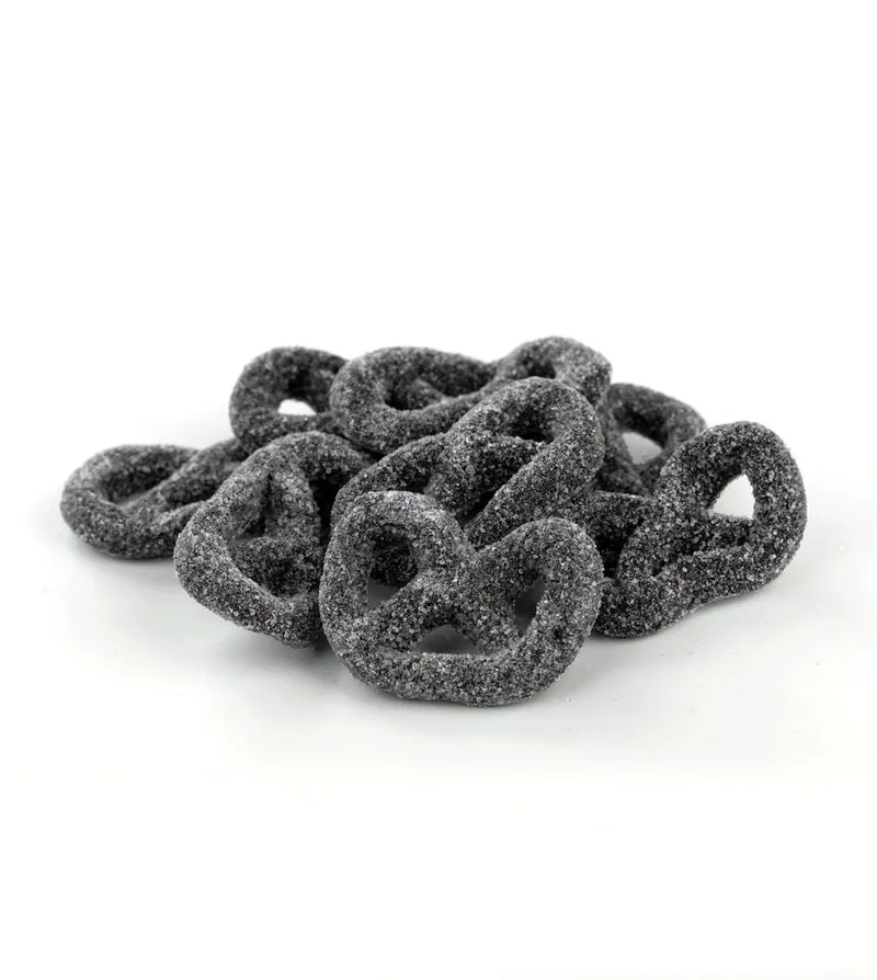 Gustaf Black Licorice Jelly Gummy Pretzels Sanded 2.2 lb