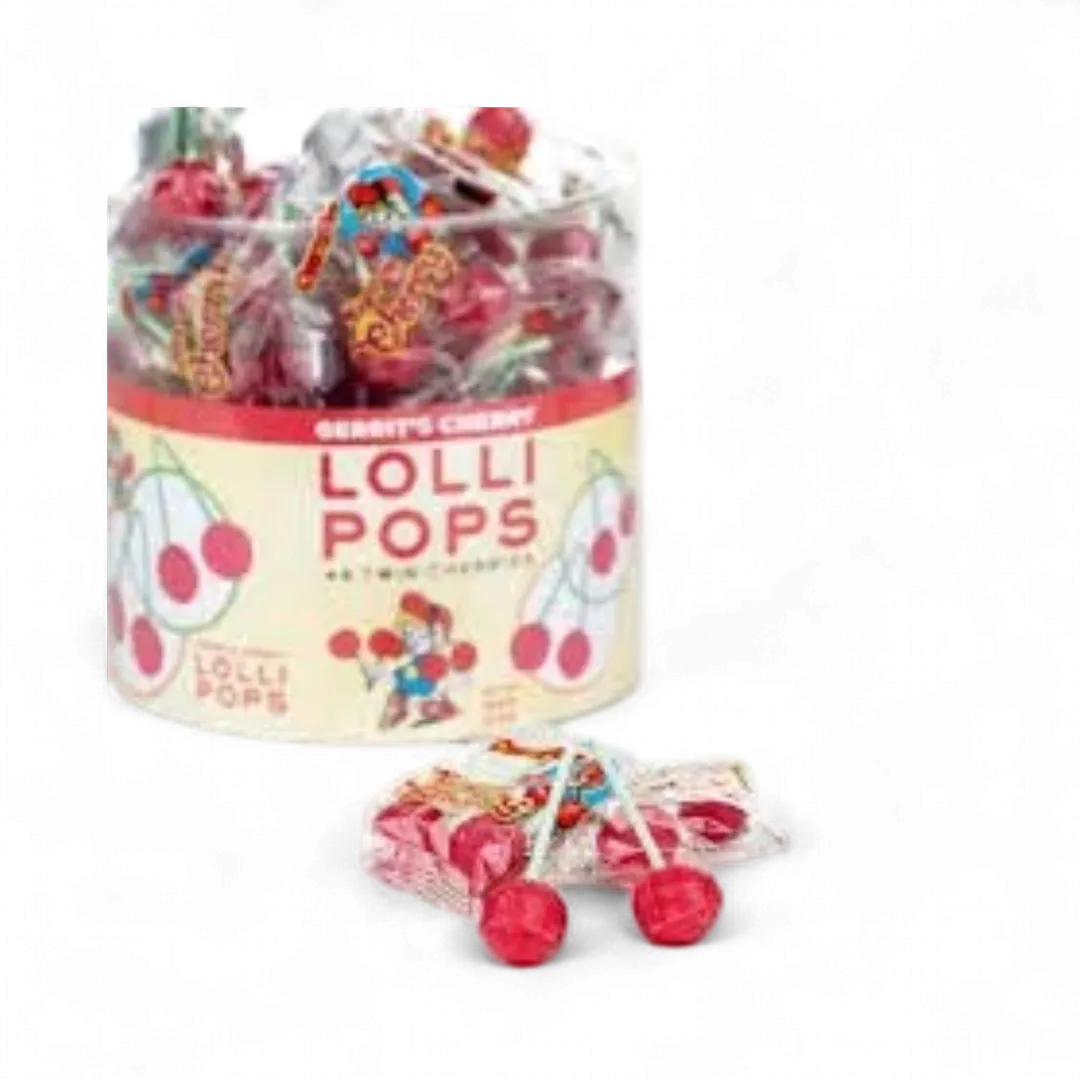 Gustaf Gerrit Twin Cherries Lollipops 48 Count Tub
