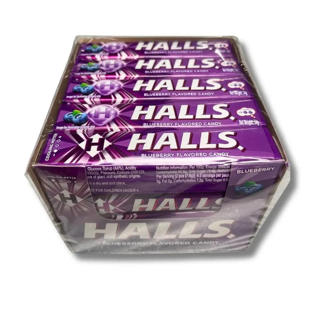 Halls Cough Drops Blueberry Import Flavor 20 ct tray