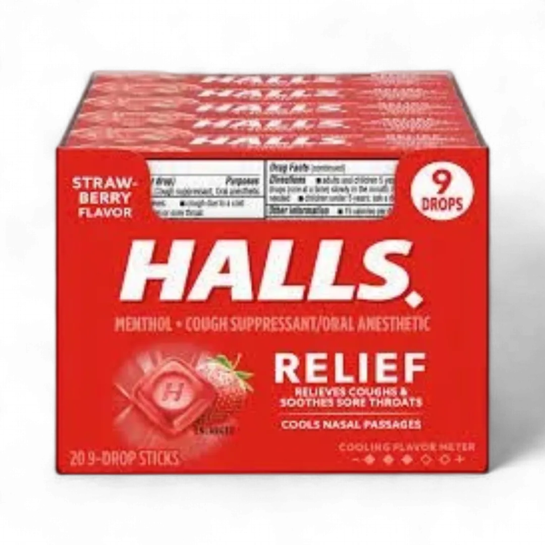 Halls Cough Drops Vita C Strawberry 20 Count