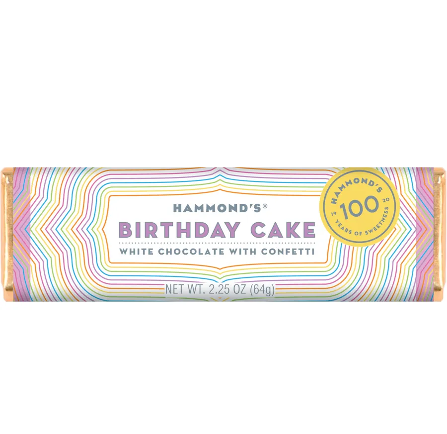 Hammond's Birthday Cake White Chocolate Bar 2.25 oz 12 ct