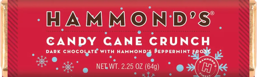 Hammond's Candy Cane Crunch Chocolate Bar 2.25 oz 12 ct