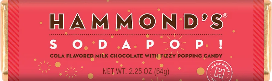 Hammond's Cola Flavor Popping Milk Chocolate Bar 2.25 oz 12 ct