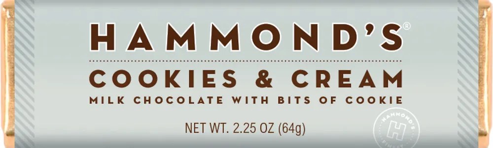 Hammond's Cookies & Cream Milk Chocolate Bar 2.25 oz 12 ct (1)