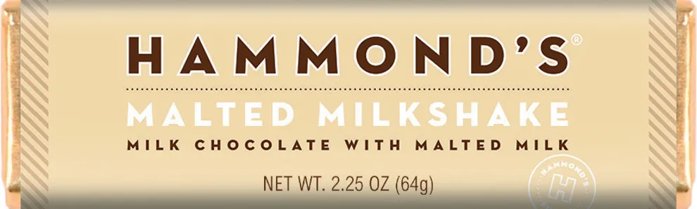 Hammond's Malted Milkshake Milk Chocolate Bar 2.25 oz 12 ct