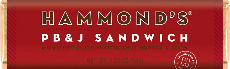 Hammond's Peanut Butter Jelly PBJ Chocolate Bar 2.25 oz 12 ct