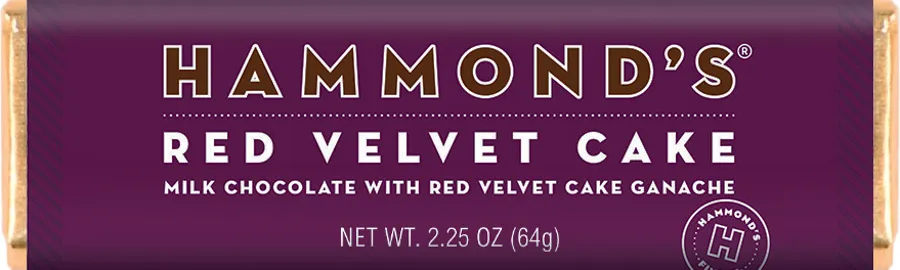 Hammond's Red Velvet Ganache Milk Chocolate Bar 2.25 oz 12 ct