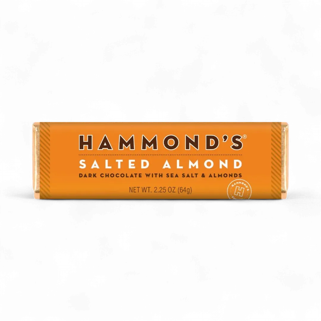 Hammond's Salted Almond Dark Chocolate Bar 2.25 oz 12 ct