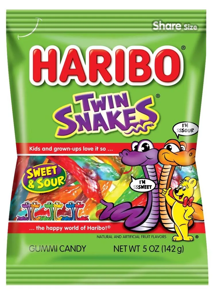 Haribo 5 Oz Twin Snakes Peg Bag