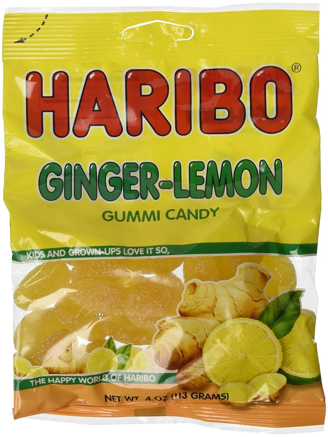 Haribo Ginger Lemon Gummies 4oz Peg Bag