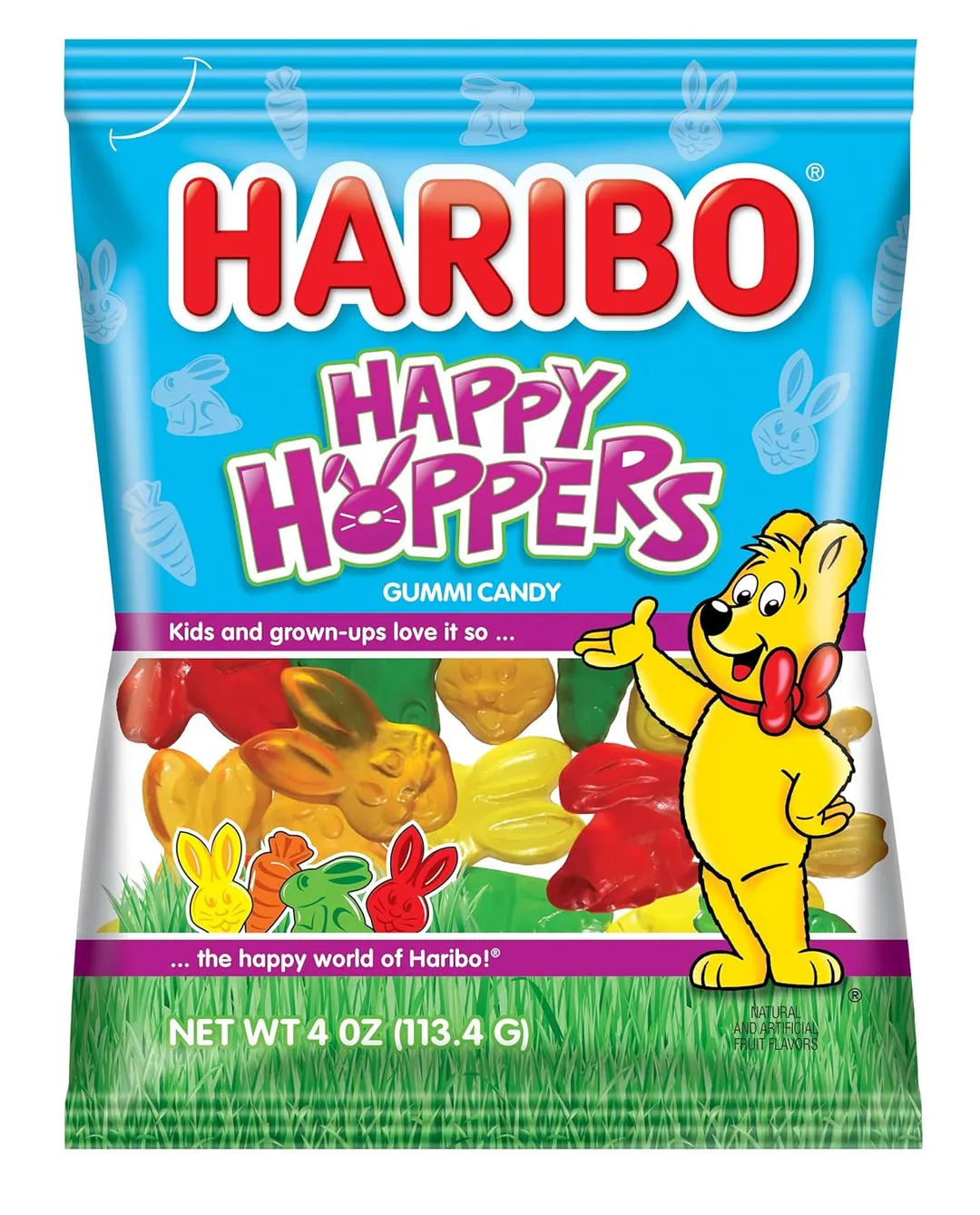 Haribo Happy Hopper Gummies Rabbit Bunny 4oz Peg Bag