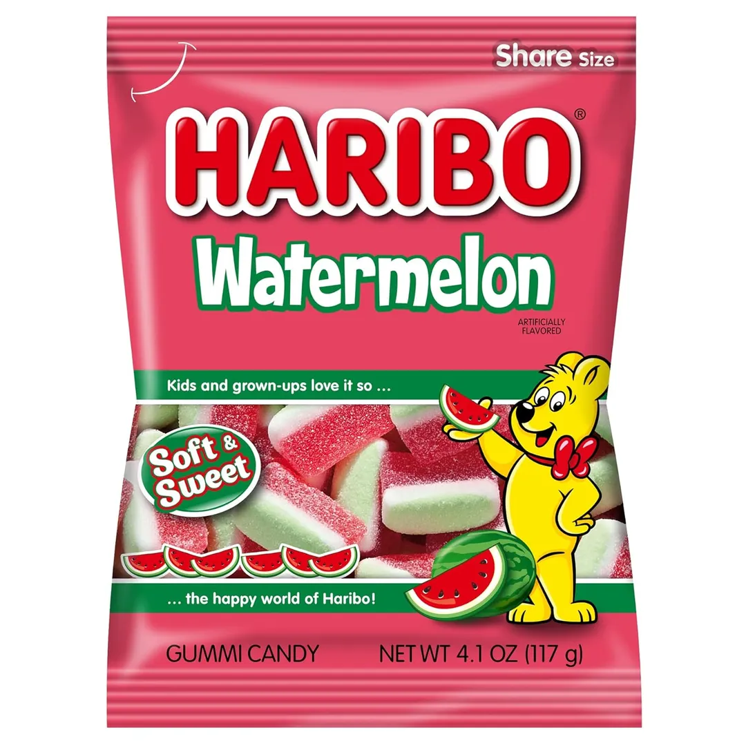 Haribo Watermelon Wedge Gummy Candy Peg Bag 4.1oz 12ct