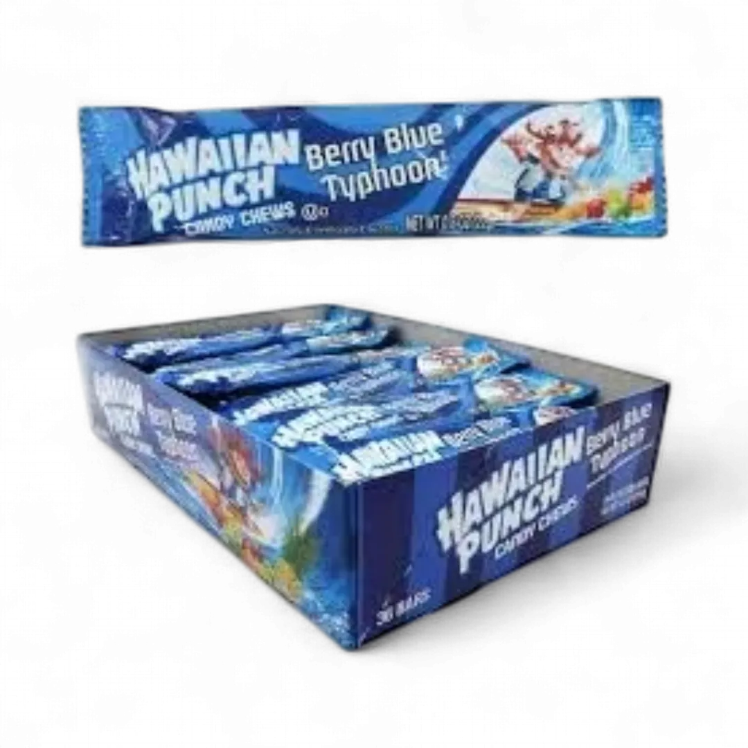 Hawaiian Punch Candy Chews Berry Blue Typhoon 36 Count 0.80 Ounce Bars Tray