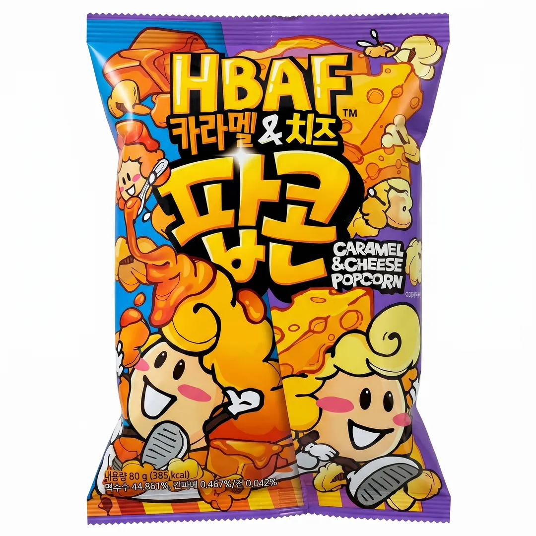 HBAF Korea Import Caramel & Cheddar Popcorn 2.82 oz 12 ct