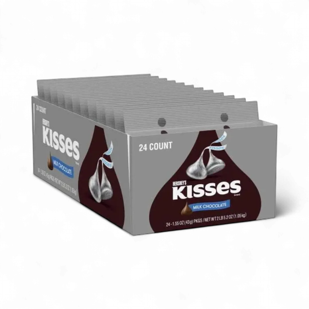 Hershey Kisses Milk Chocolates 24 Count 1.55 Ounce Tray