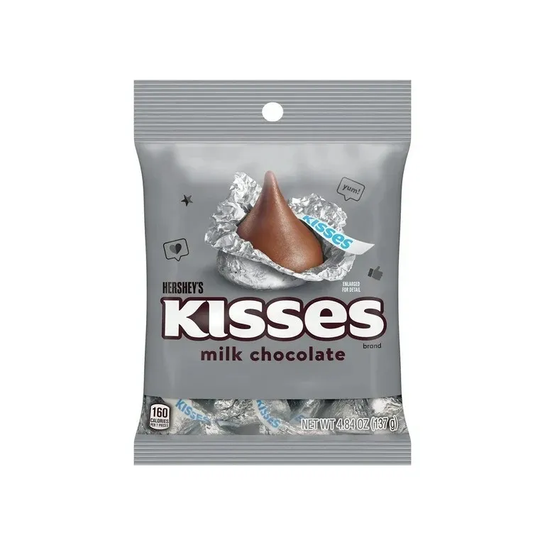 Hershey Milk Chocolate Kisses 4.84 oz Single Peg Bag