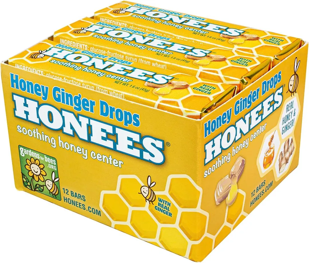Honees Filled Honey GINGER Cough Drops 12 ct