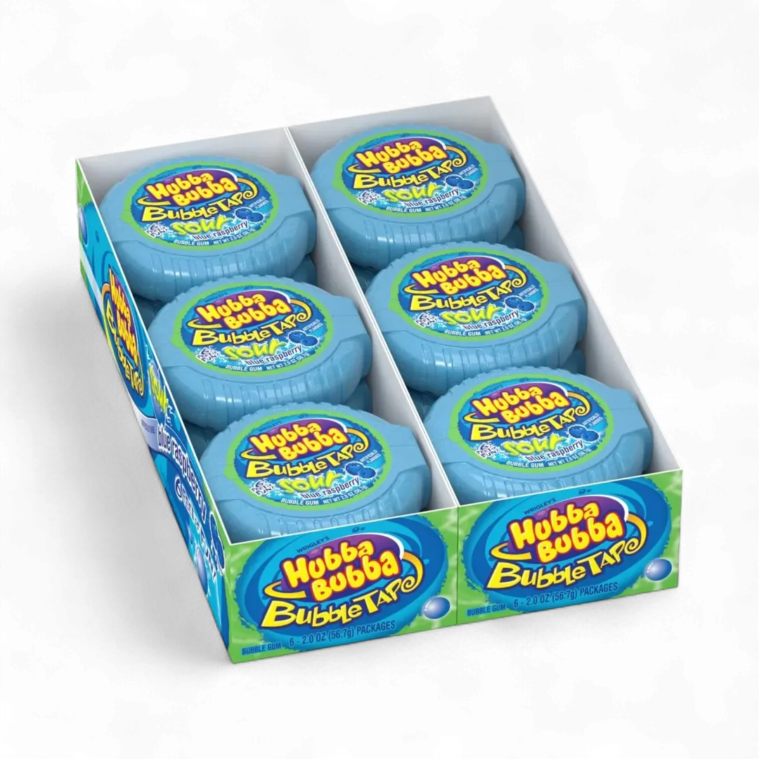 Hubba Bubba Bubble Tape Gum Sour Blue Raspberry oz 12 Count