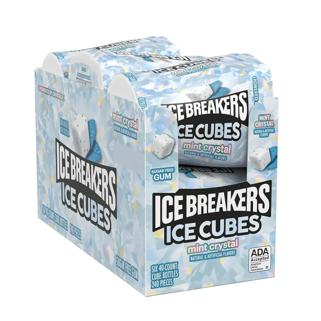 Ice Breakers Cubes Mint Crystal Gum Bottle Pack 3.24oz 6ct Tray