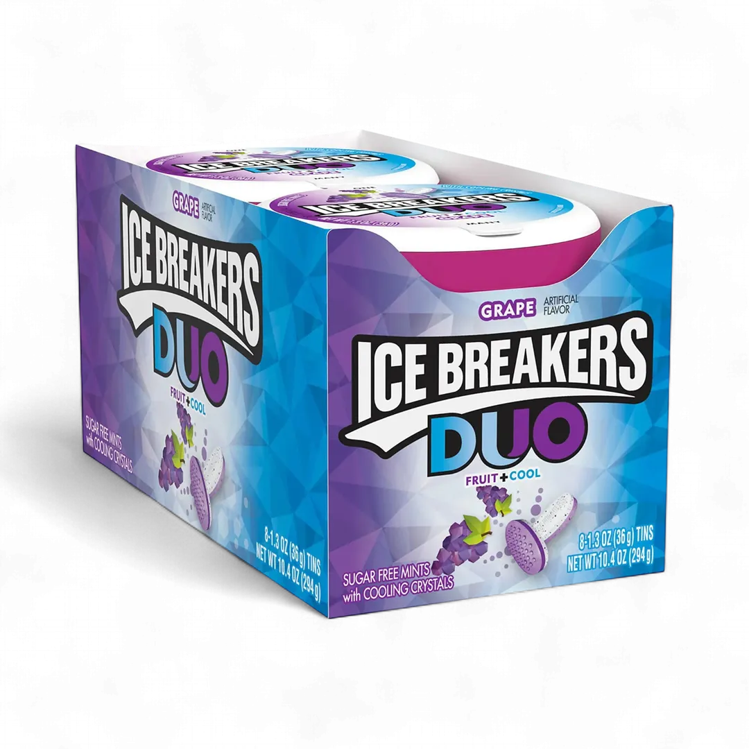 Ice Breakers Duo Fruit Plus Cool Grape 8 Count 1.3 Ounce