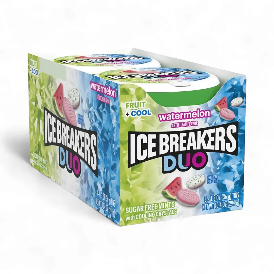 Ice Breakers Duo Fruit Plus Cool Watermelon 8 Count 1.3 Ounce