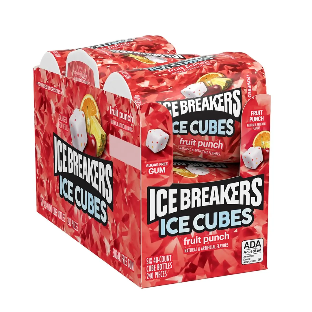 Ice Breakers Ice Cubes Gum Bottle Fruit Punch 40ct 6 Pack