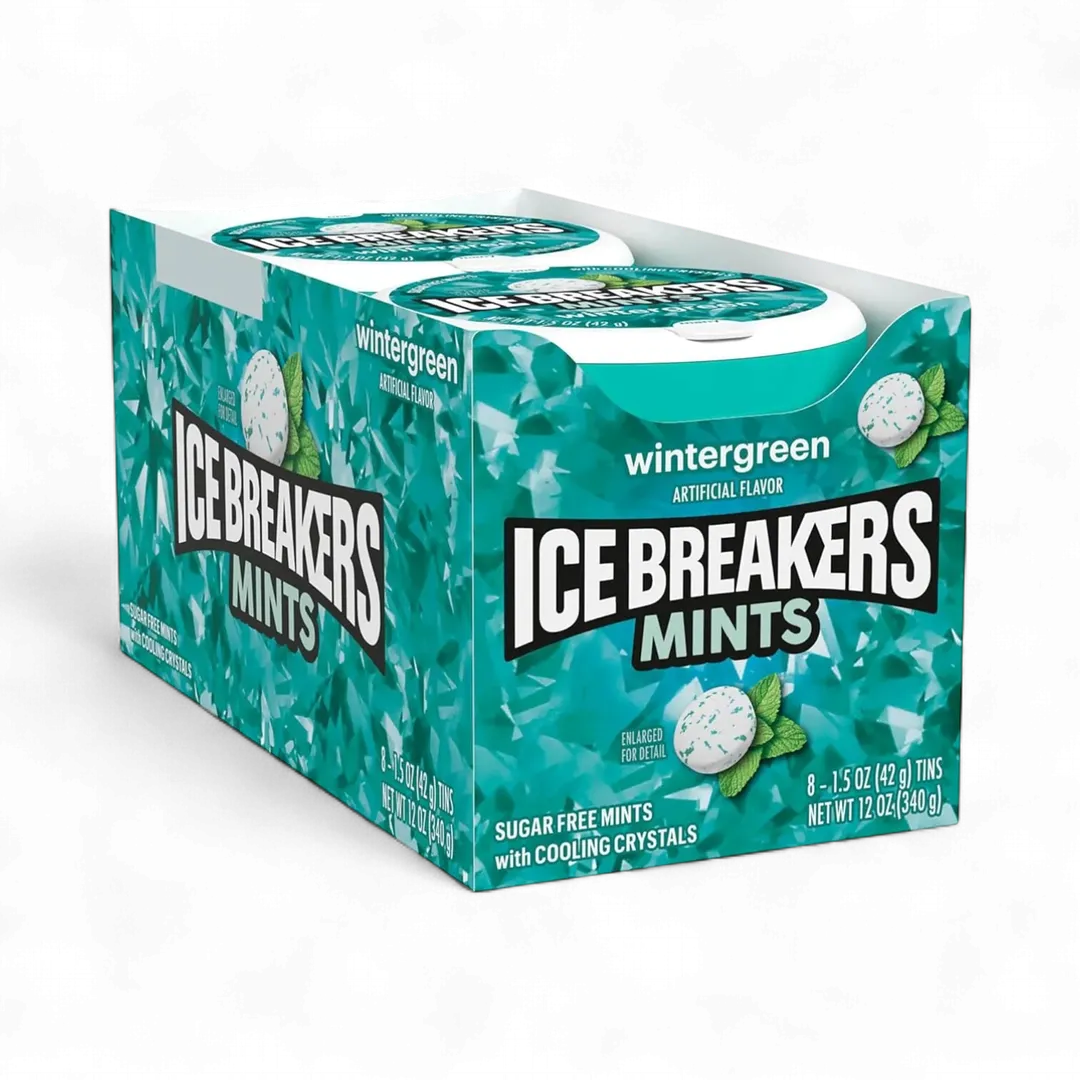 ICE BREAKERS Wintergreen Sugar Free Breath Mints 8 Count 1.5 Ounce Tins