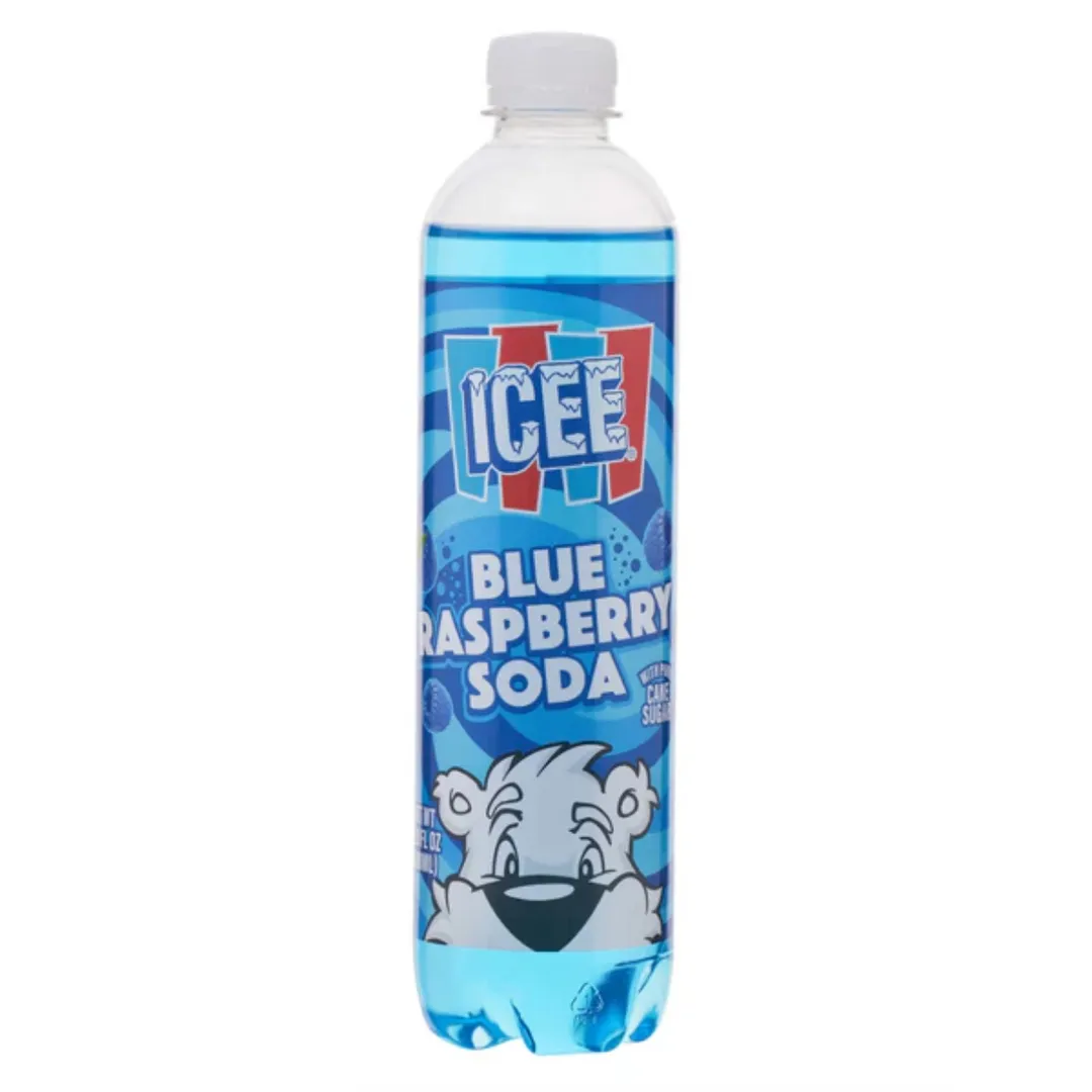 Icee Blue Raspberry Candy Soda Drink 17 oz 6 ct Plastic Bottles