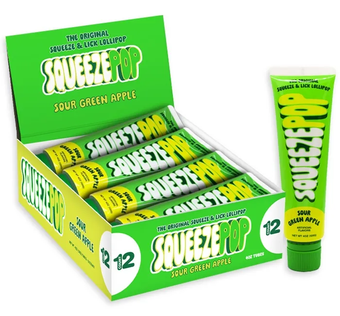 Iconic Candy Squeeze Pop Sour Green Apple Liquid Tube 4oz 12ct