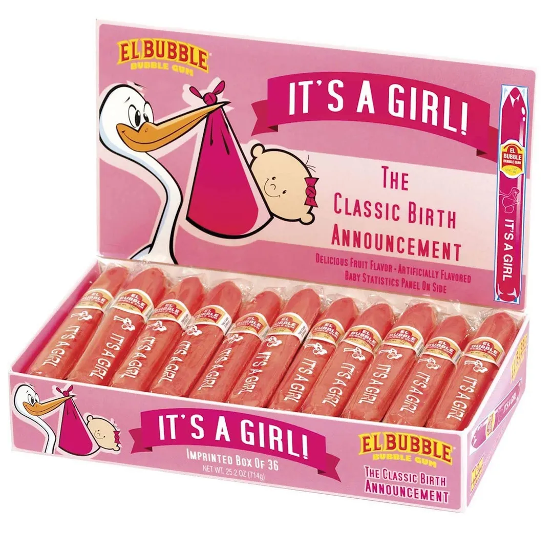 It's a Girl Classic Birth Announcement Bubble Gum Cigar 36 ct