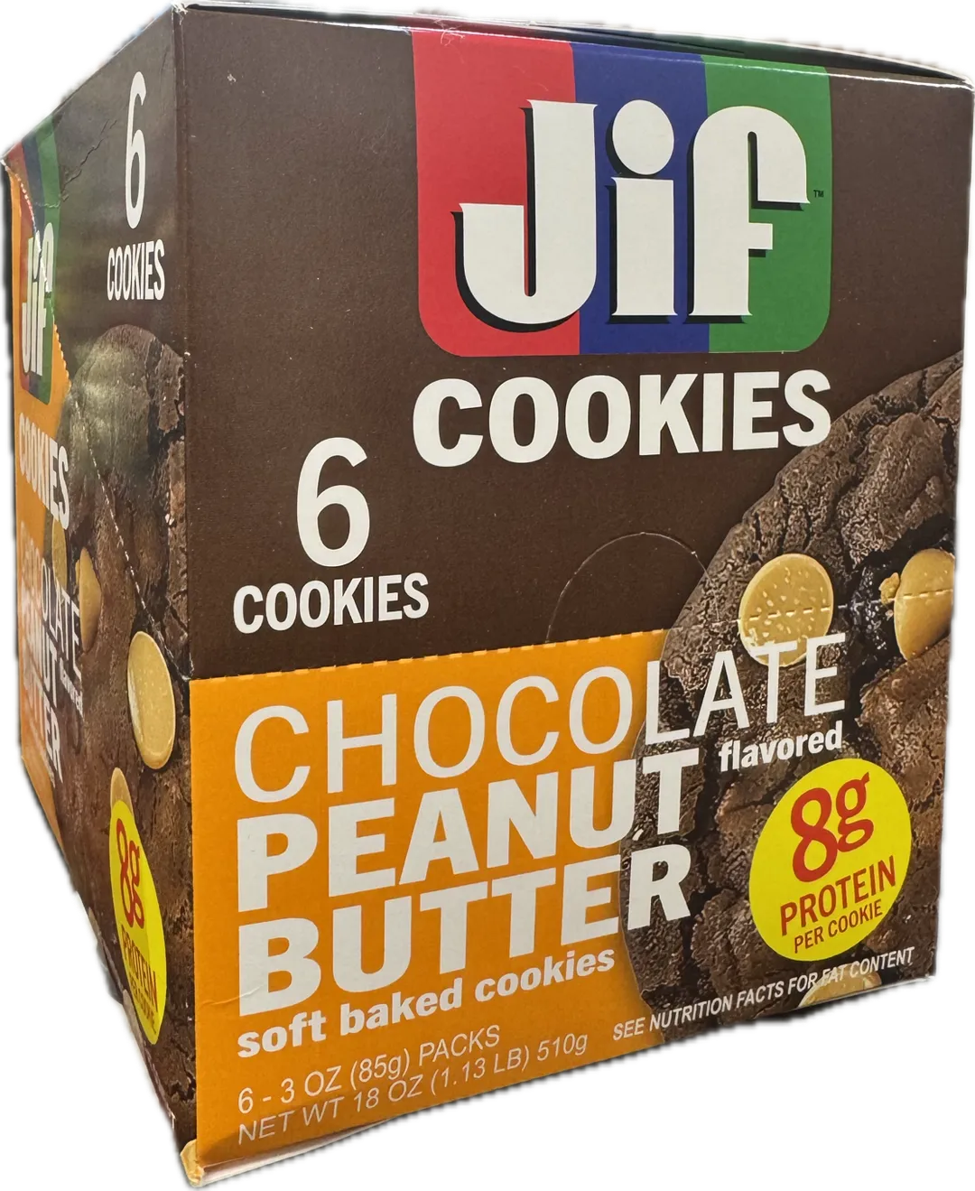 Jif Soft Baked PROTEIN Cookies Chocolate Peanut Butter 3oz 6ct