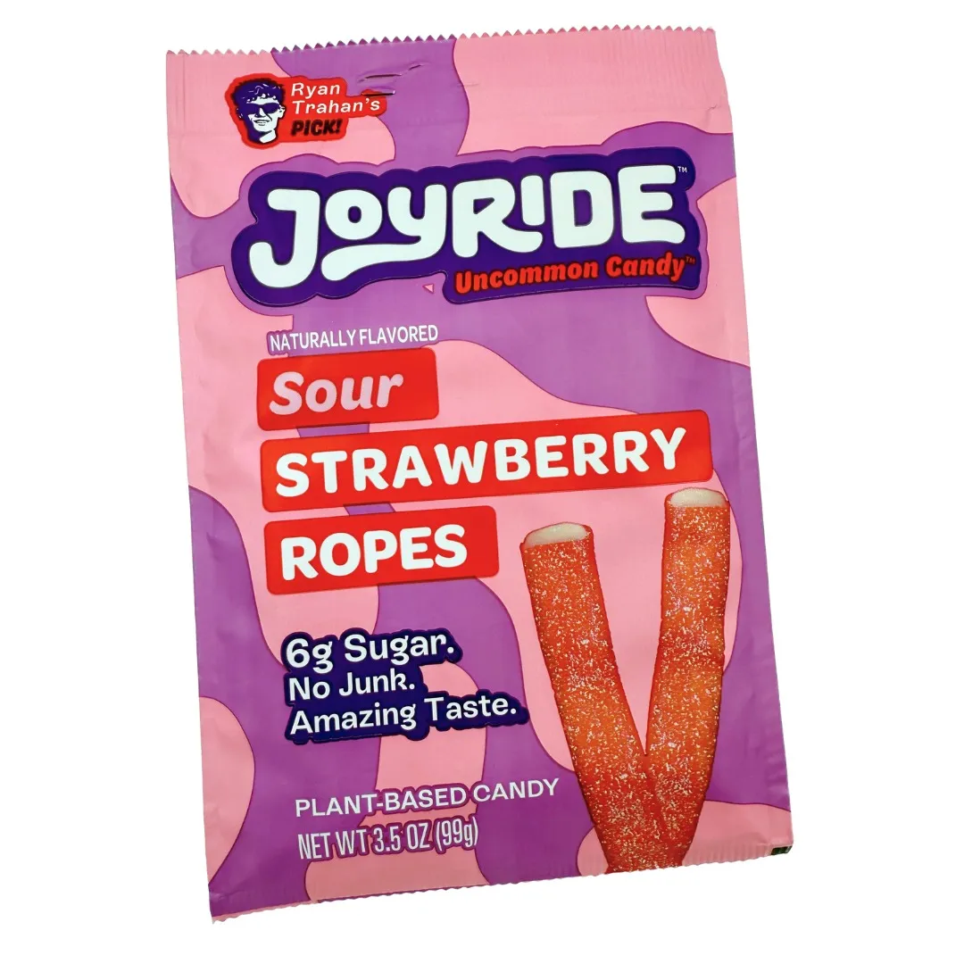 Joyride Low Sugar Sour Strawberry Rope Candy 3.5 oz 10 ct