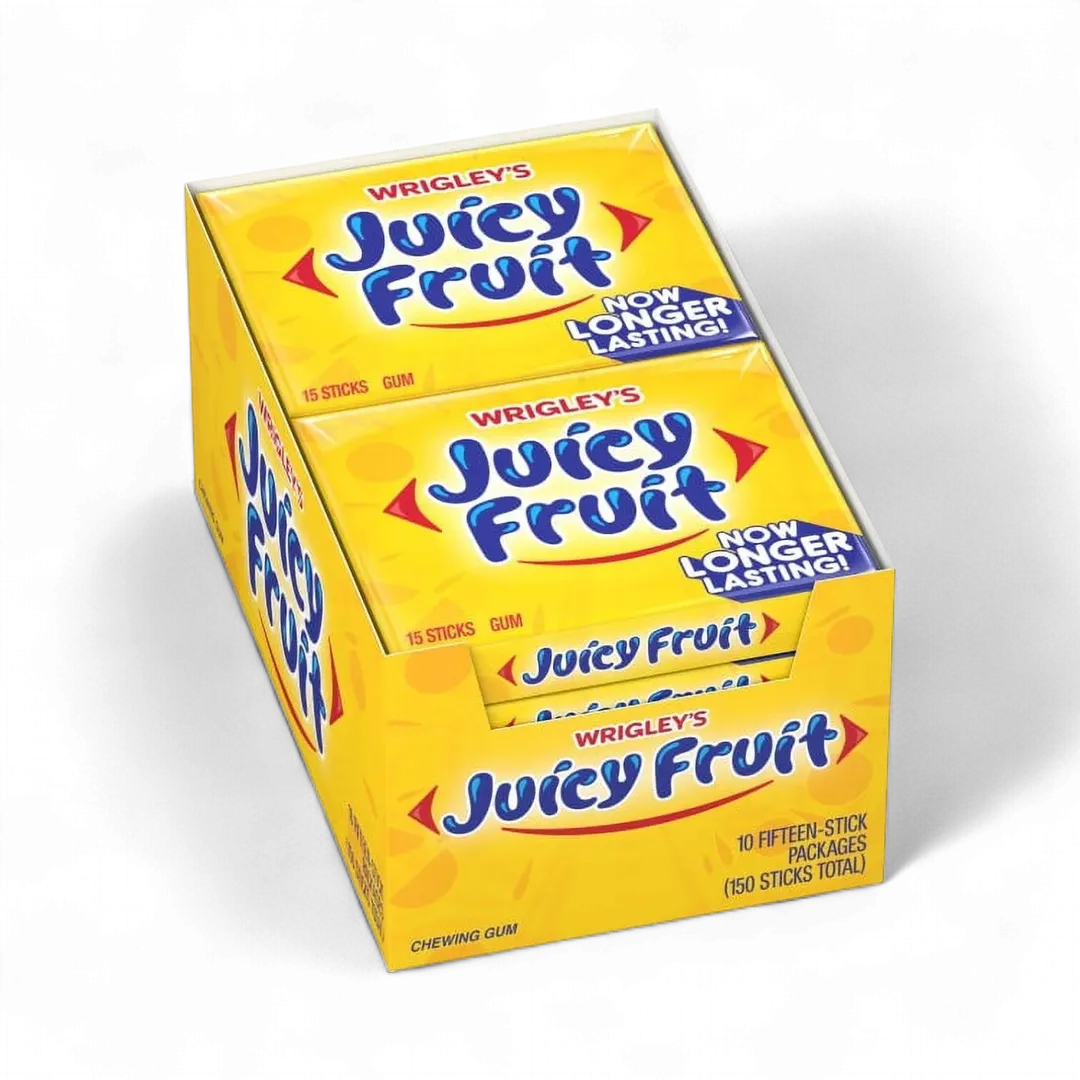 Juicy Fruit Chewing Gum 10 Count 15 Pieces Each Tray