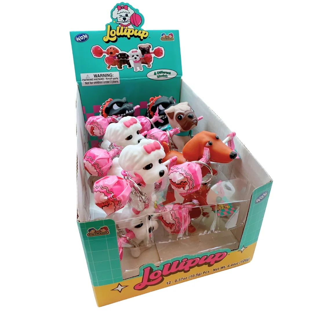 Kidsmania Lollipup Puppy Dog Lollipop Candy Toy .37 oz 12 ct
