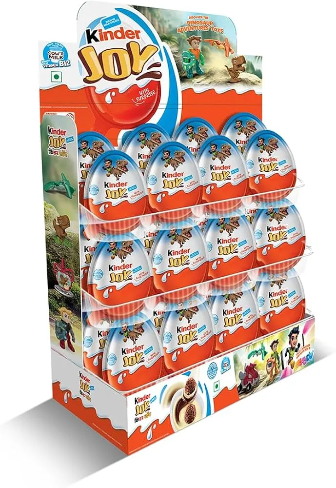 Kinder Joy Import 24 Ct 0.70 Ounce Stand Up Tray With Dinosaur Toy Expiration 6/15/2025