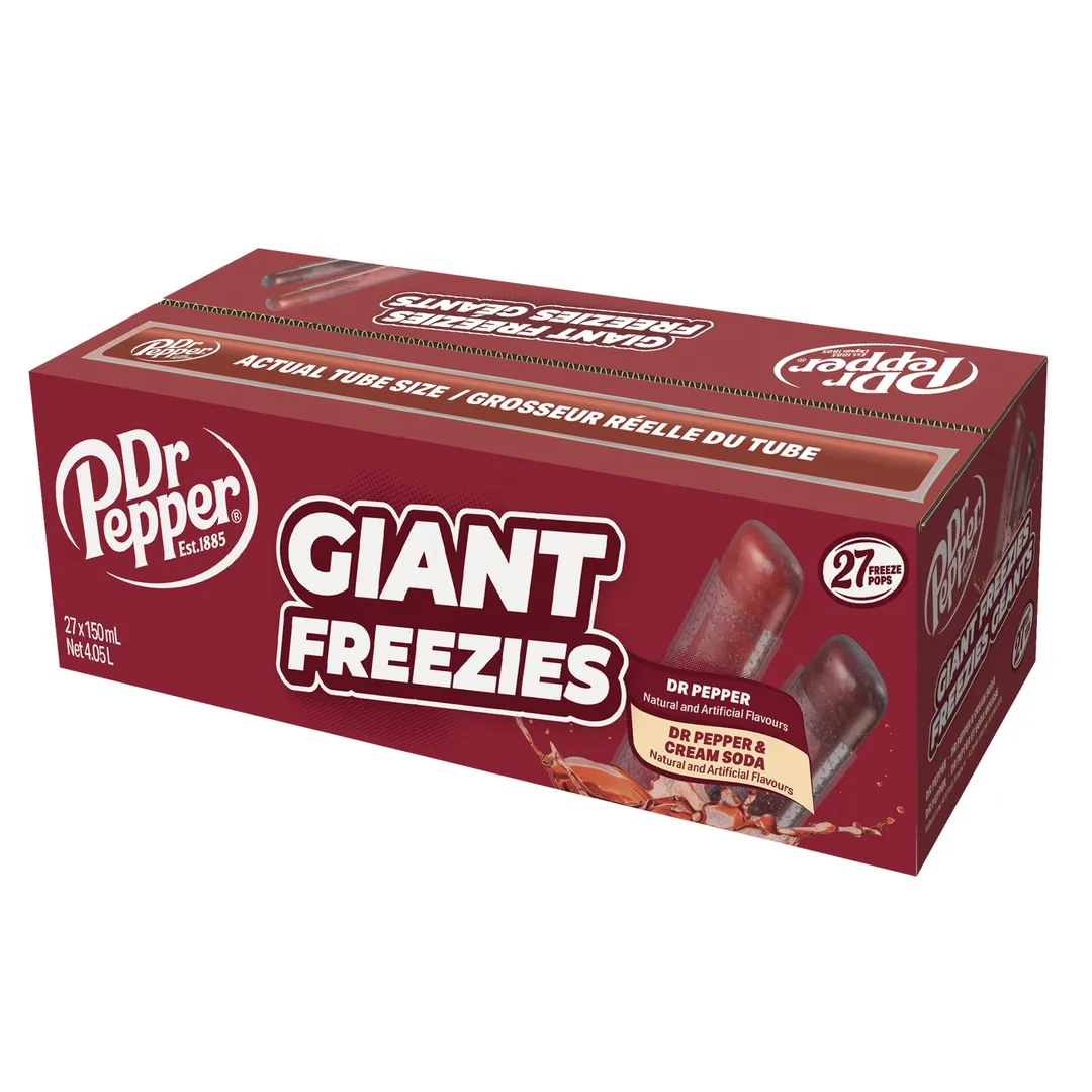 Kisco Dr Pepper Soda Giant Freeze Ice Pops 5.5boz 27 ct