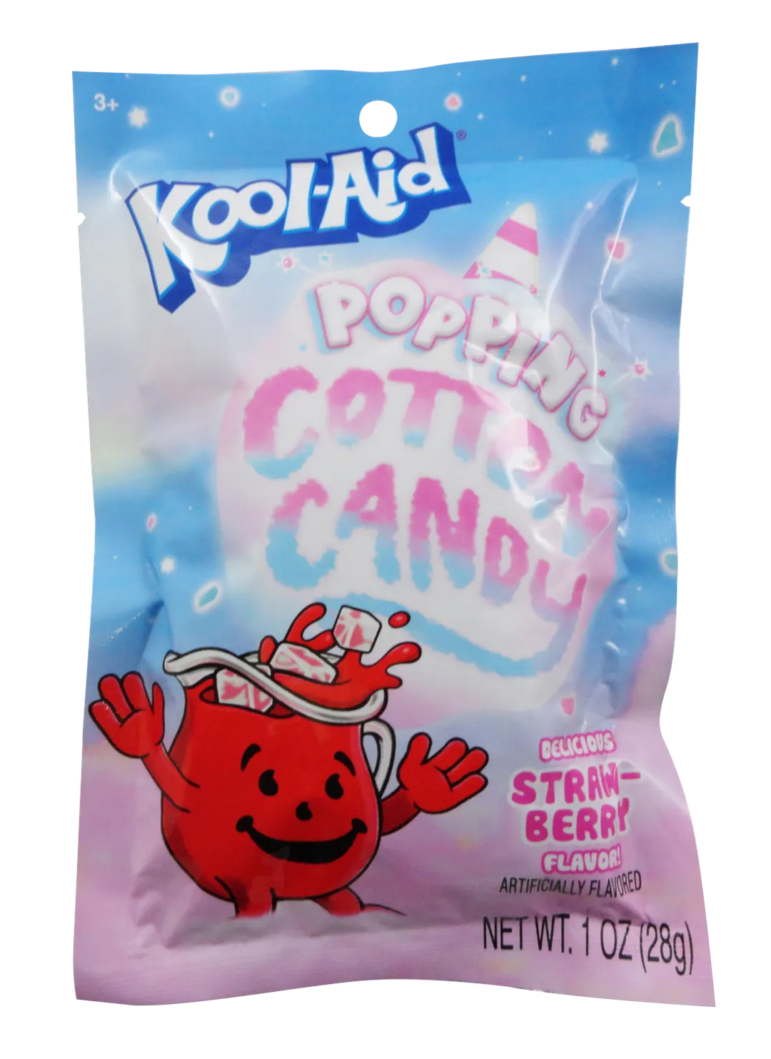 Kool-Aid Popping Gum Cotton Candy STRAWBERRY 1 oz Bag 12 ct Tray