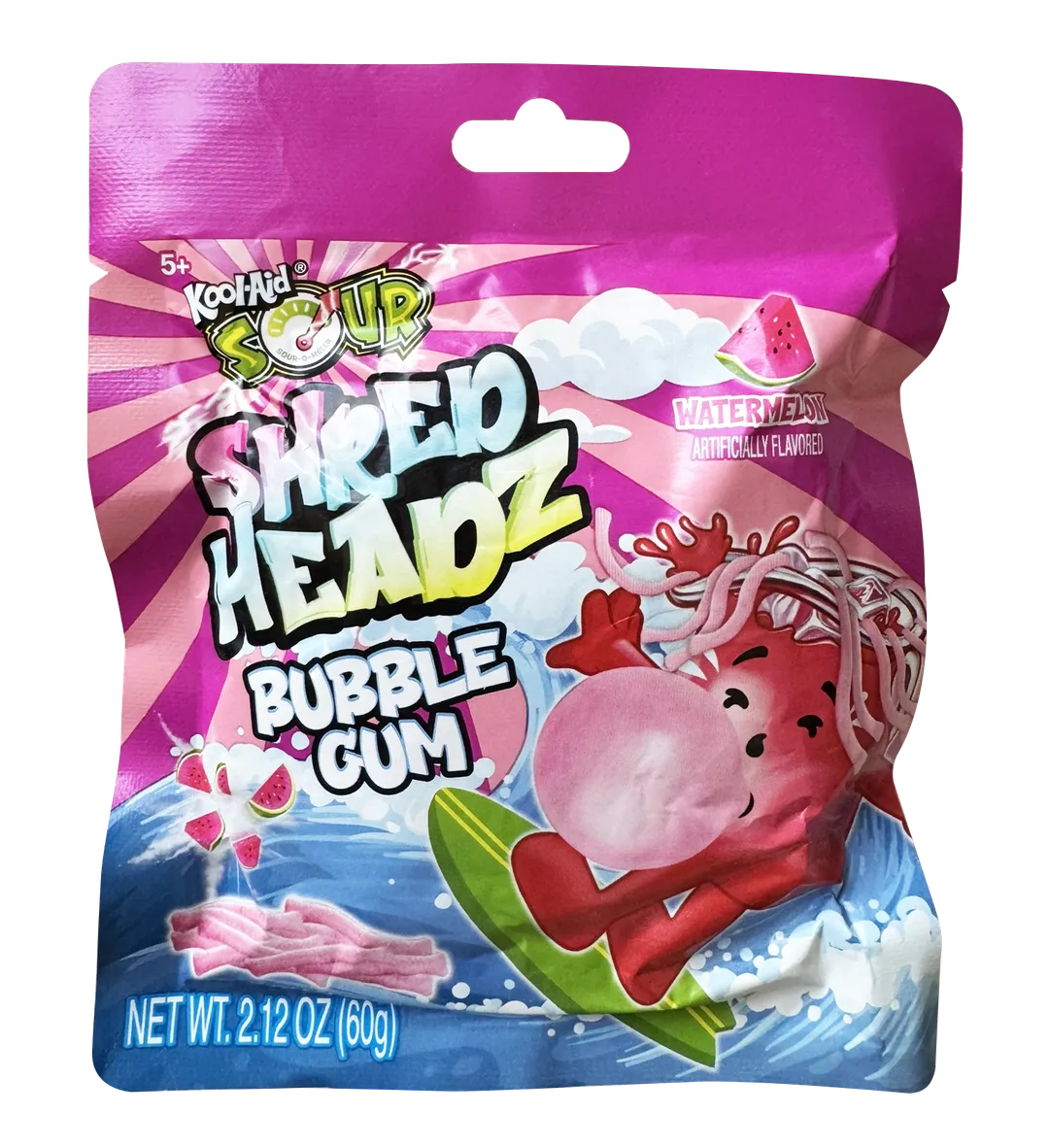 Kool-Aid SOUR Shred Headz Gum Watermelon 2.12 oz 12ct Tray Peg