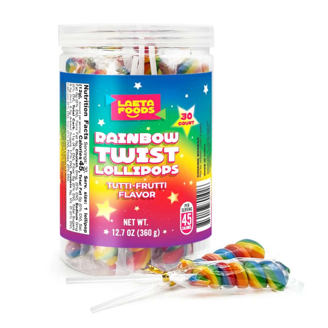 Liberty Rainbow Twists Lollipops Tutti Frutti Rainbow 12.7 oz 30 ct 5"