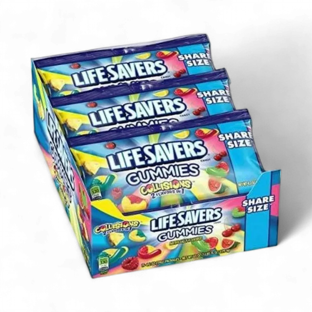 Lifesavers Collisions Gummies Share Size 15 Count 4.2 Ounce Bags Tray