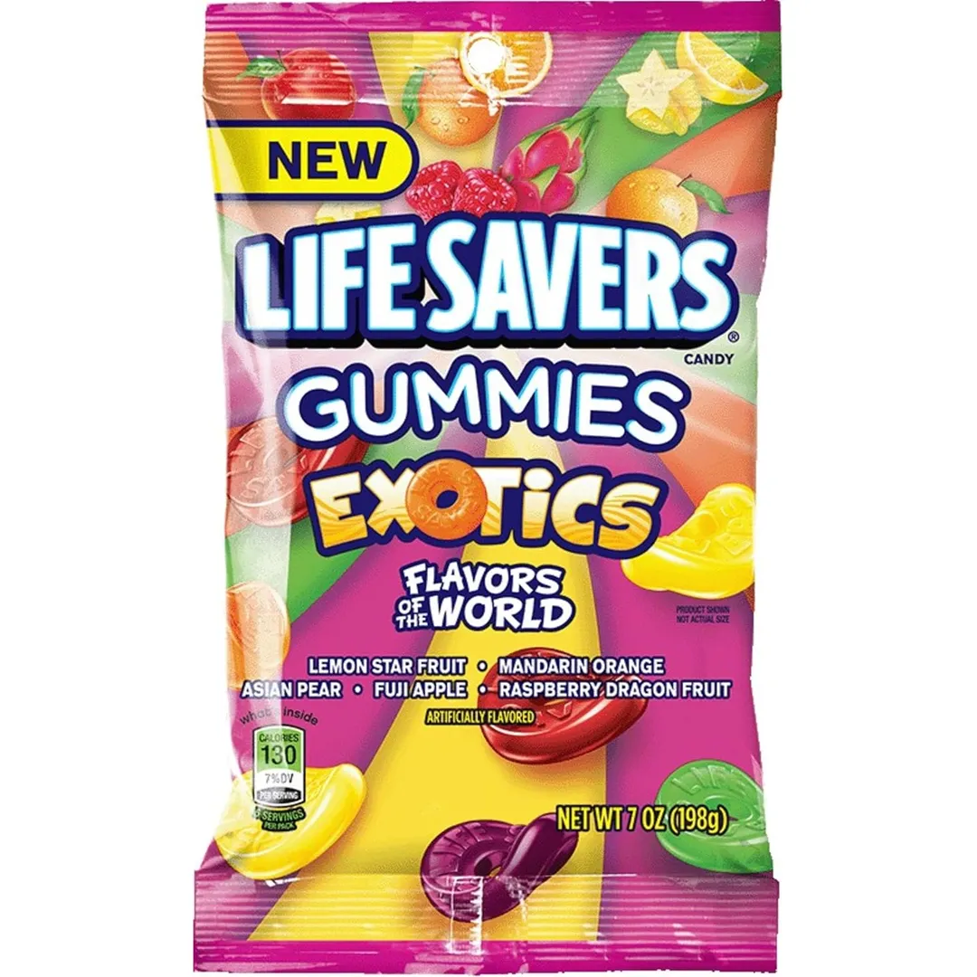 Lifesavers Gummies EXOTICS Peg Bag 7 oz Peg Bag 6 ct