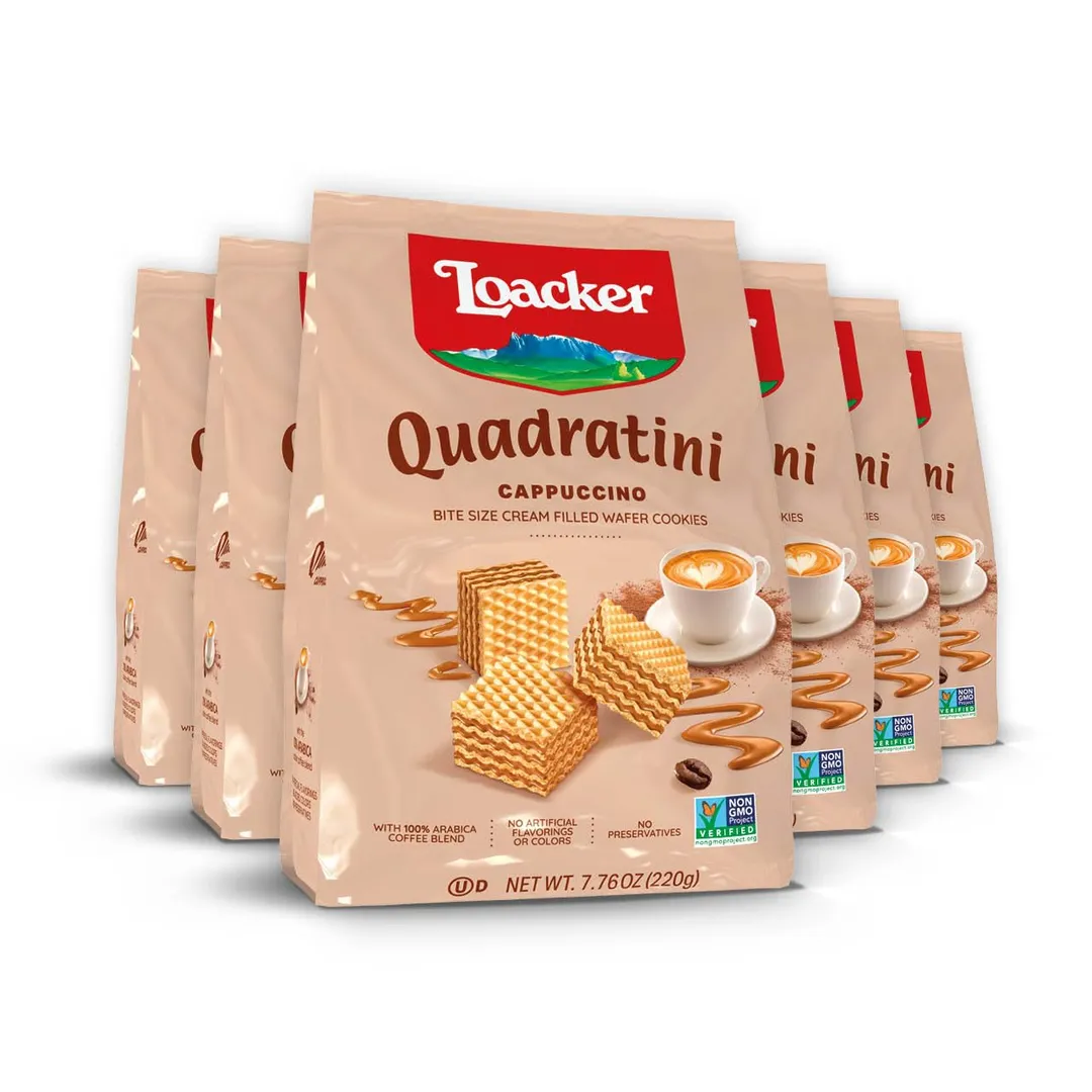 Loacker Quadratini Cappucino Wafer Bite Size Cookie Bag 7.76 oz 6ct
