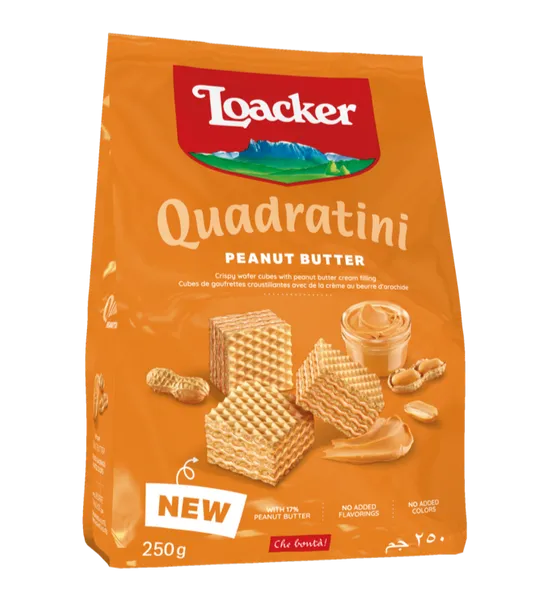 Loacker Quadratini Peanut Butter Wafer Cookie Bag 8.84 oz 6ct