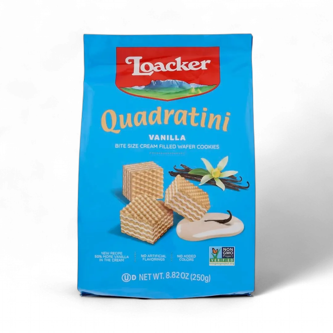 Loacker Quadratini Vanilla Wafer Bite Size Cookie Bag 8.82 oz 6ct