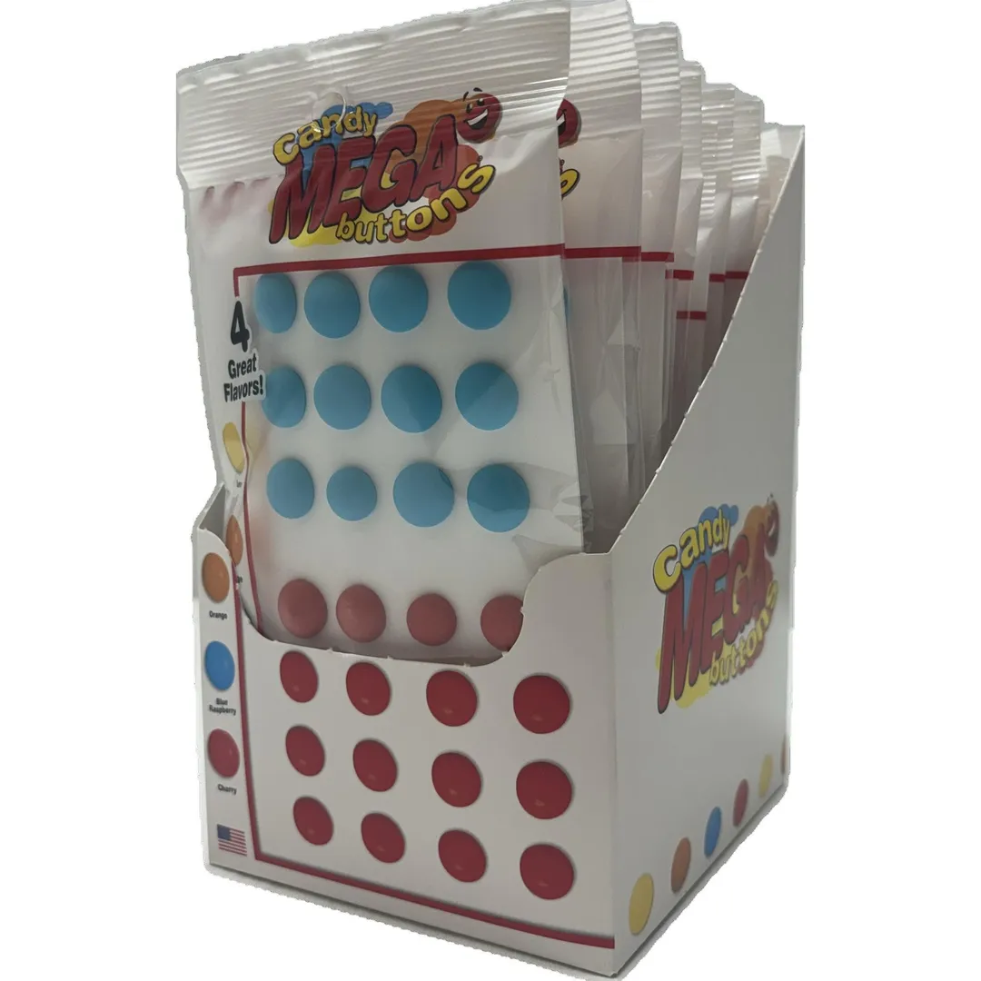 Mega Candy Buttons 4 Flavor 0.75oz 12 ct Display Tray