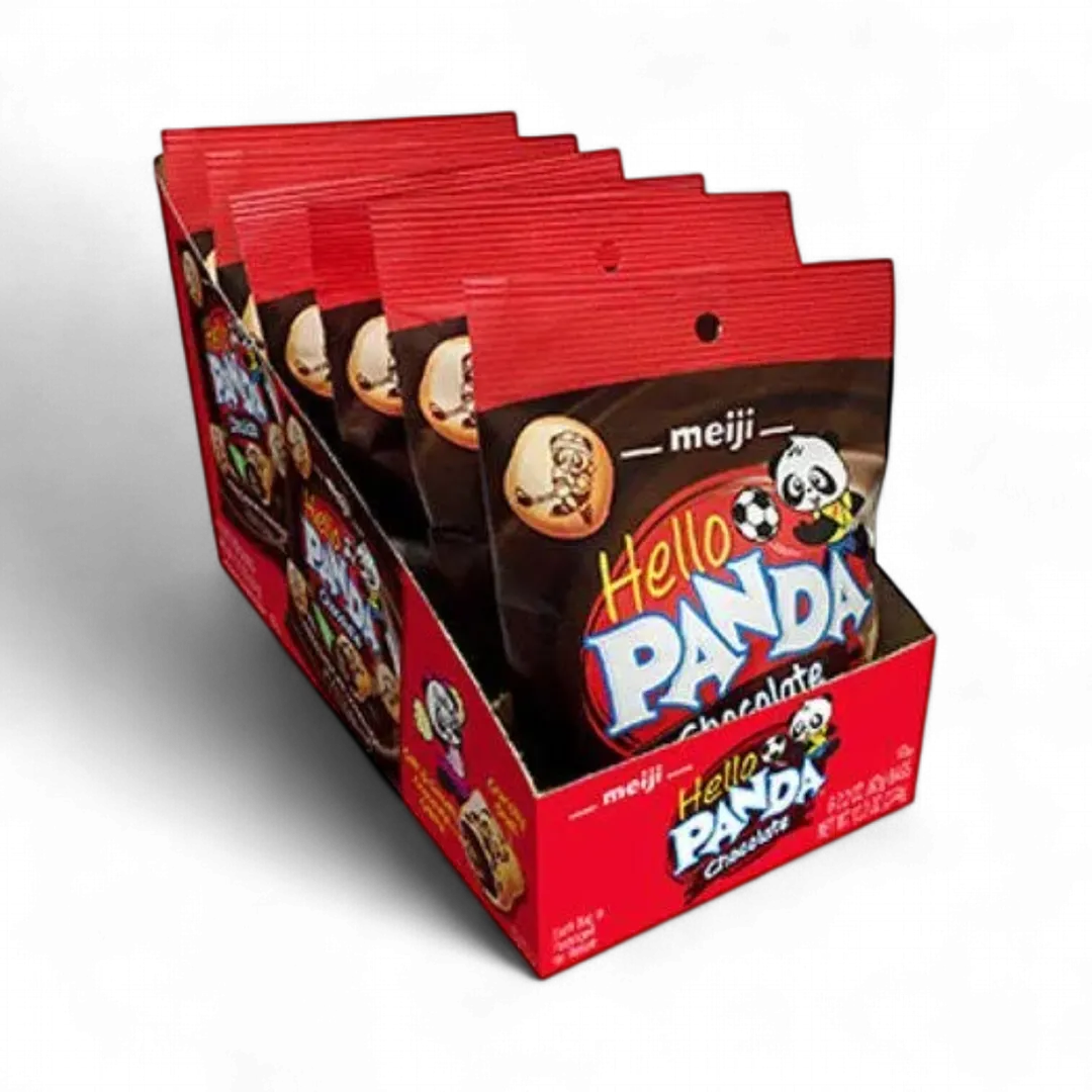 Meiji Hello Panda Bite Size Chocolate 6 Count 2.2 Ounce Bags Tray